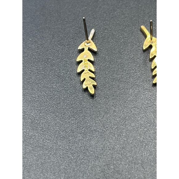 J. Crew Gold Tone Leaf Stud Golden Leaf Crawler Gold Tone Minimal Earrings - Picture 4 of 14